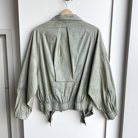 Free People Green Parachute Utility Jacket Size S Lightweight Slouchy Indie - Picture 5 of 16